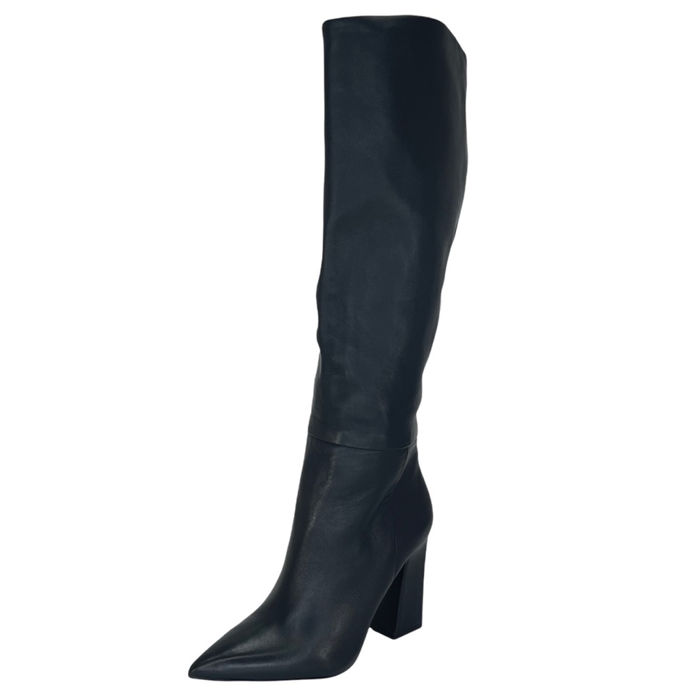 Steve Madden Showbiz Black Leather Knee High Womens Boots Size 5.5M